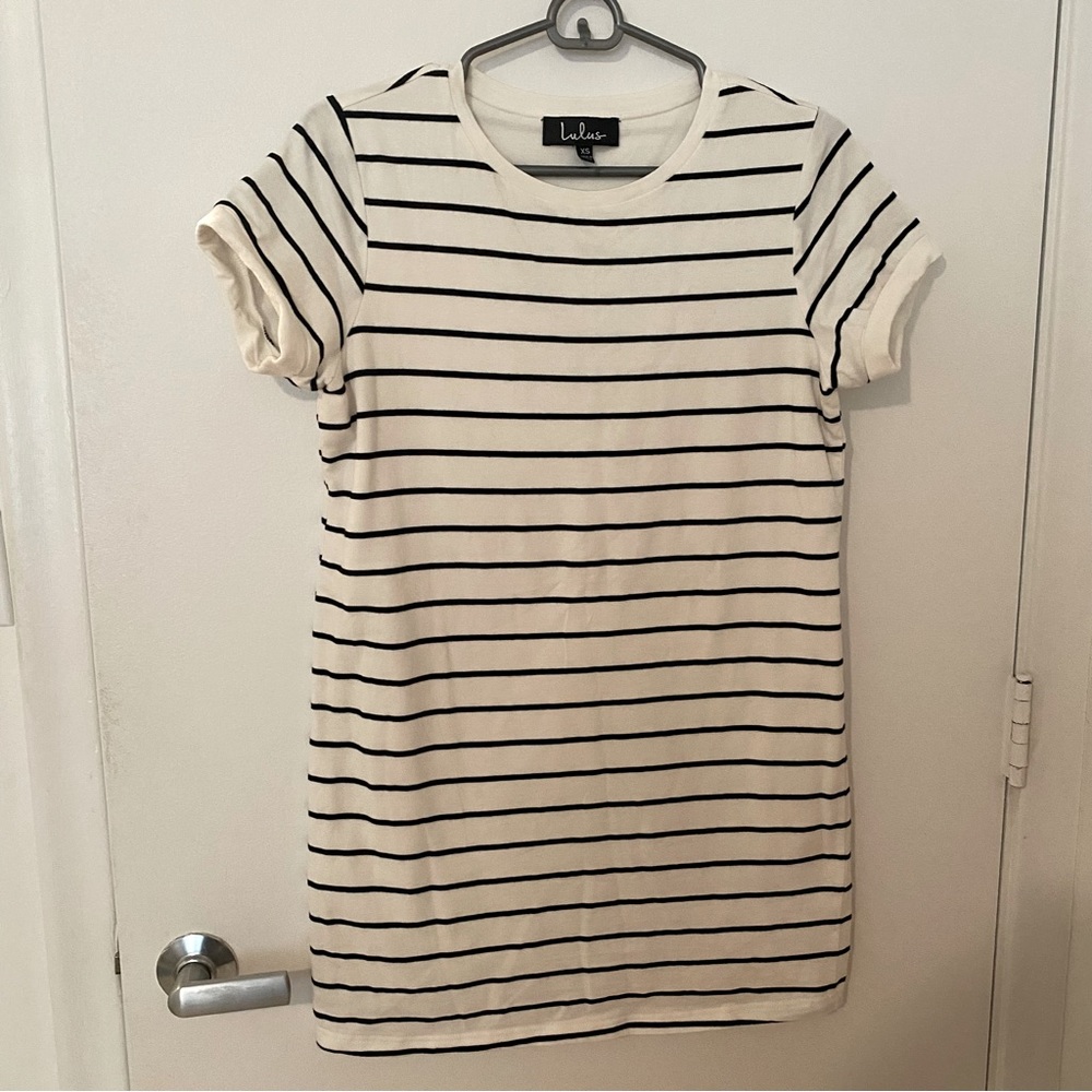 Lulu’s White and Black Striped Dress